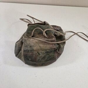 Fancy Nancy Vintage Distressed Leather Drawstring Pouch Bucket Bag Made in USA